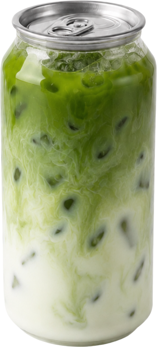 Matcha in a clear can